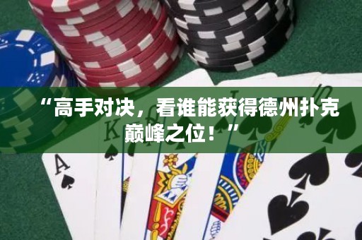 “高手對決，看誰能獲得德州撲克巔峰之位！”